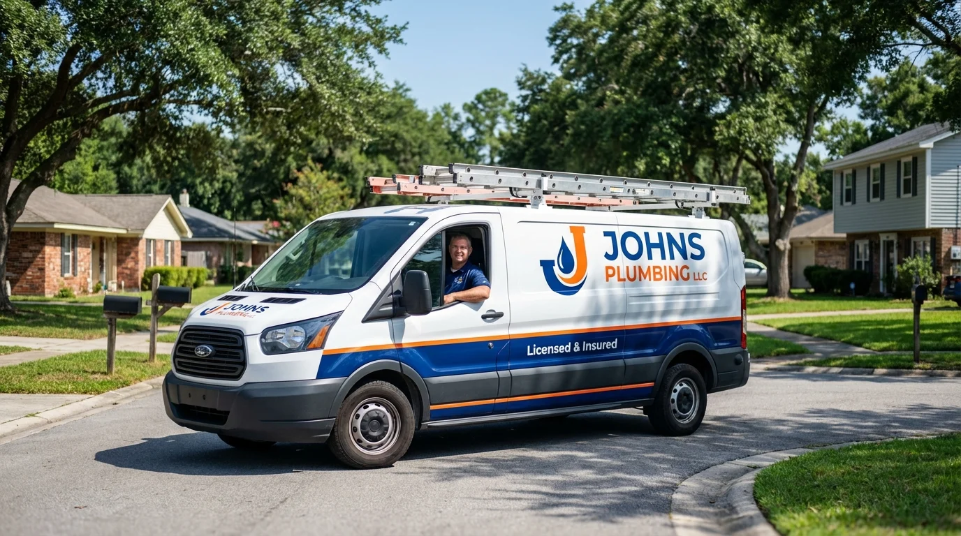 Johns Plumbing LLC service van in Shelton, NE