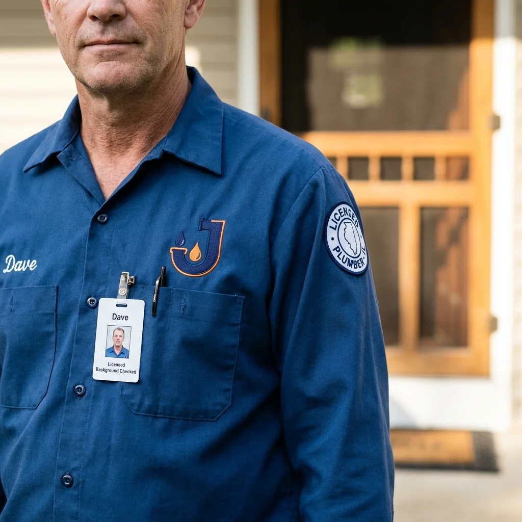 Licensed plumber showing ID badge in Shelton, NE
