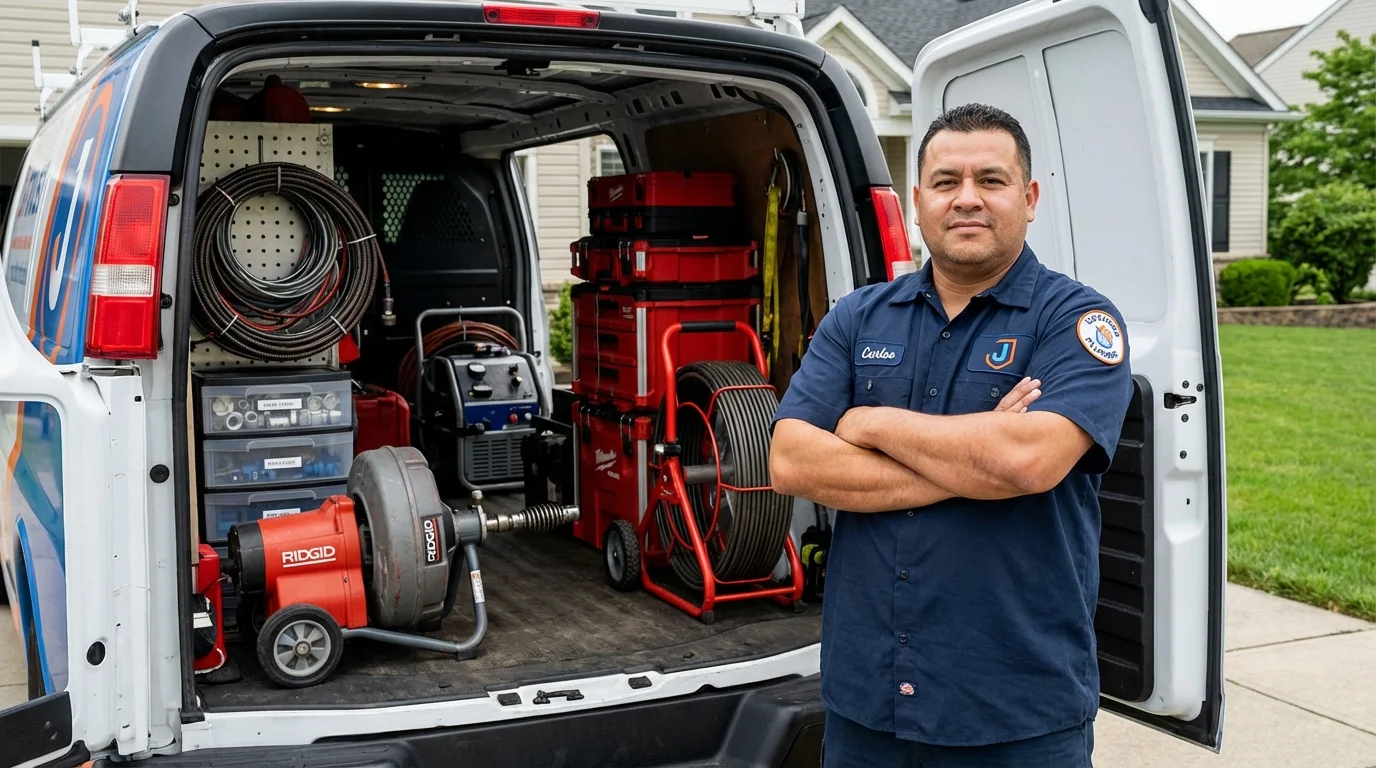 Professional drain cleaning equipment and Johns Plumbing LLC plumber in Shelton