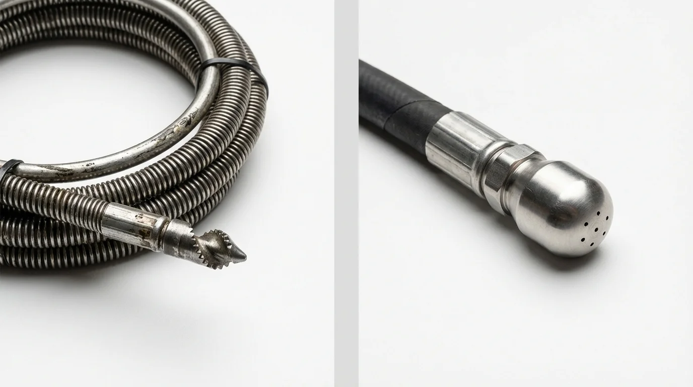 Drain snake cable and hydro jetting nozzle used for drain cleaning in Shelton, NE