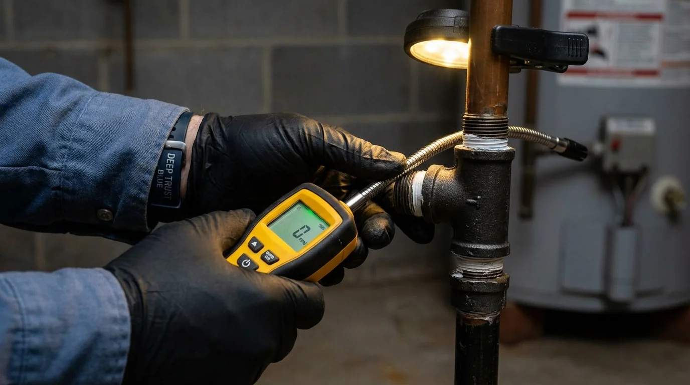 Gas leak detection with electronic sniffer by Johns Plumbing LLC in Shelton